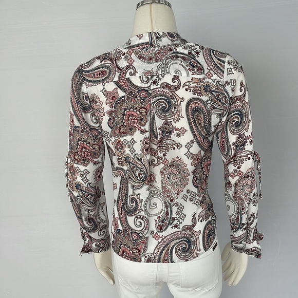 WHBM Paisley Print Surplice Blouse Size 0 - Picture 11 of 13